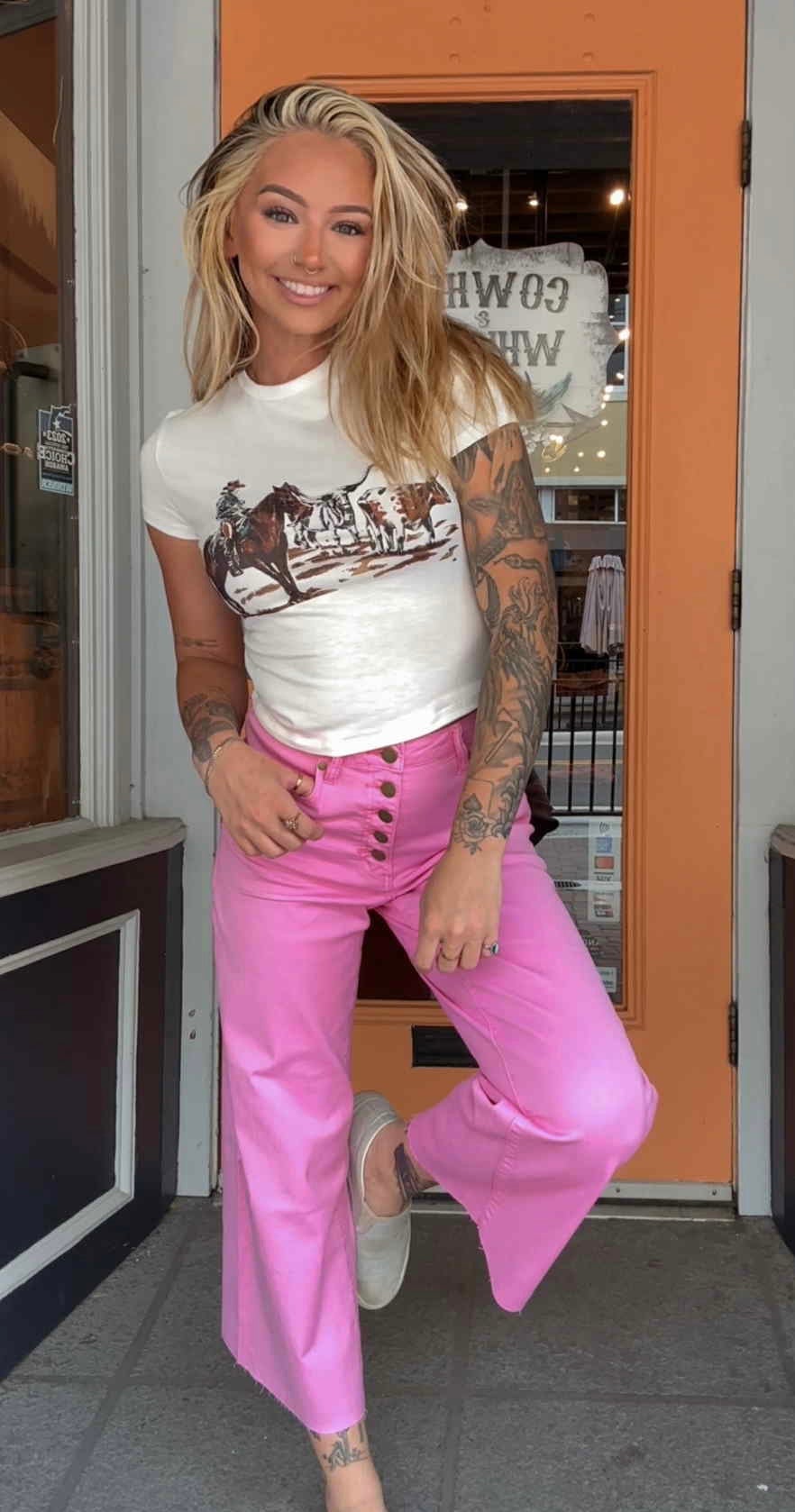 Punchy Pink - Button Fly Pants