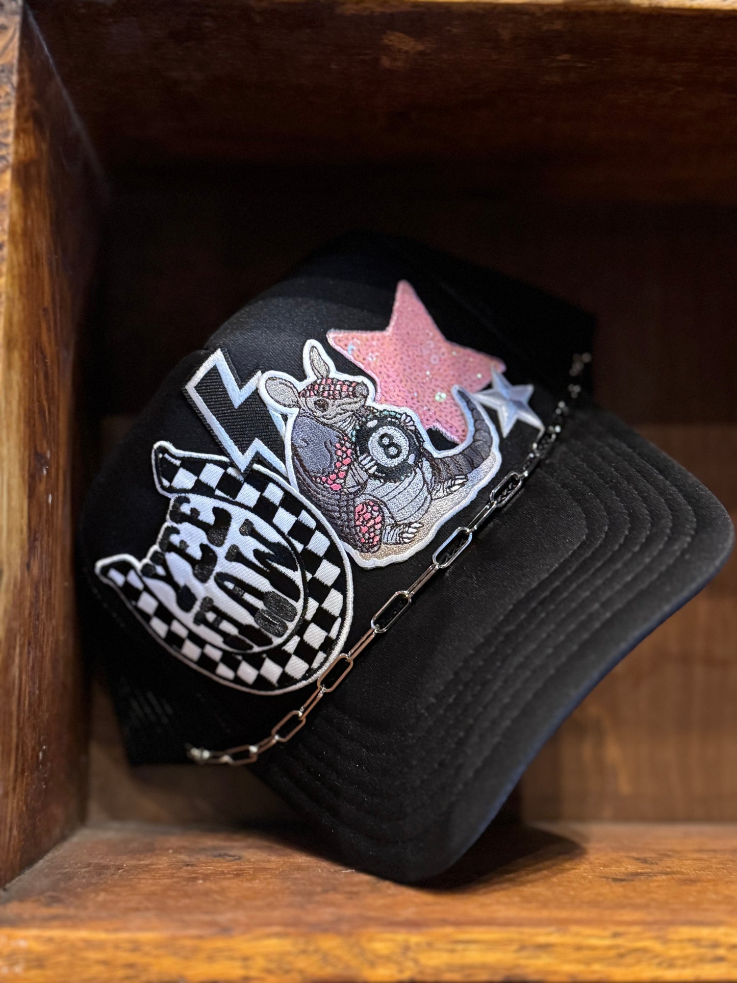Punchy Armadillo Black Trucker