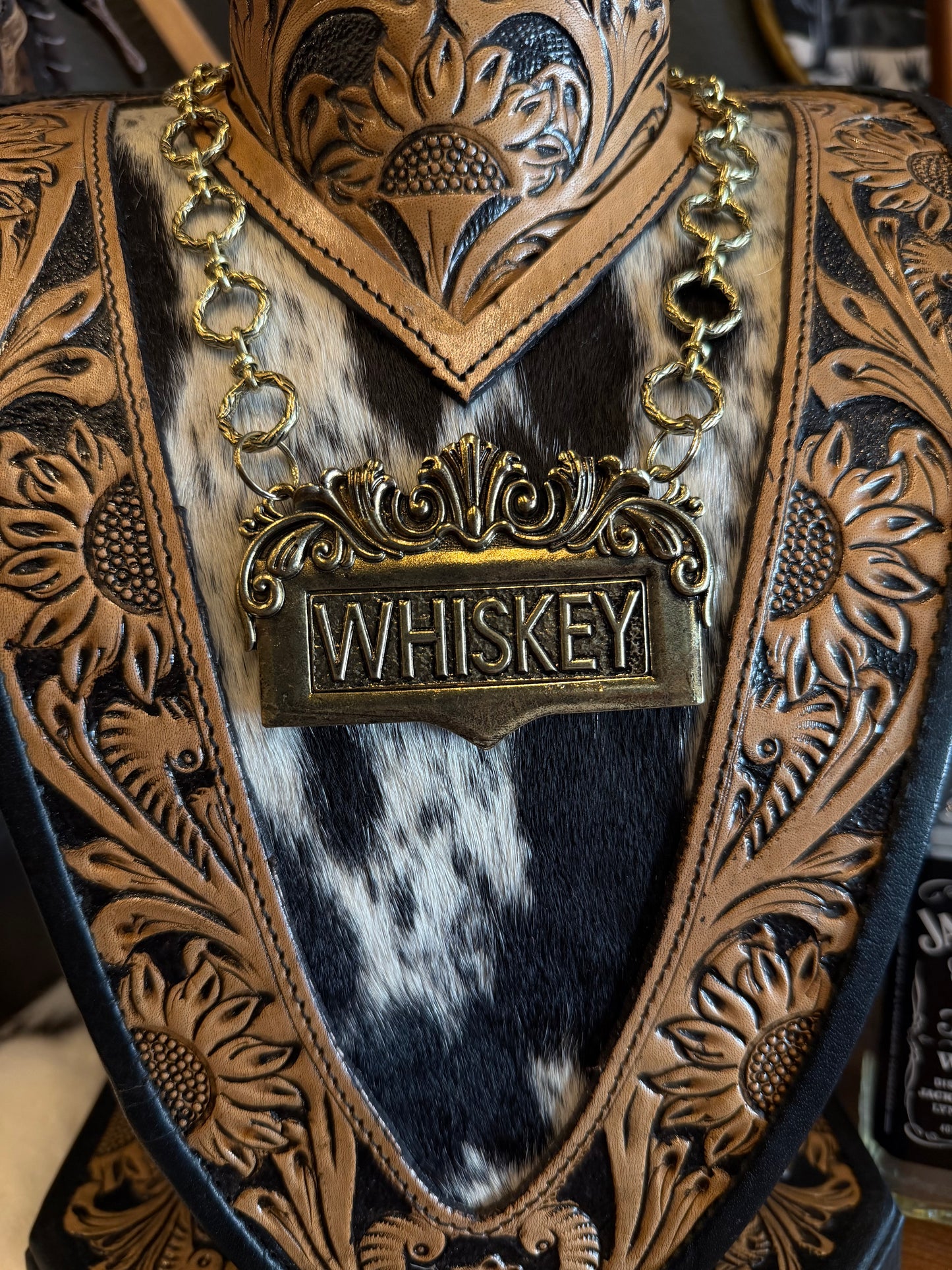 Whiskey Decanter Tag - Gold Necklace