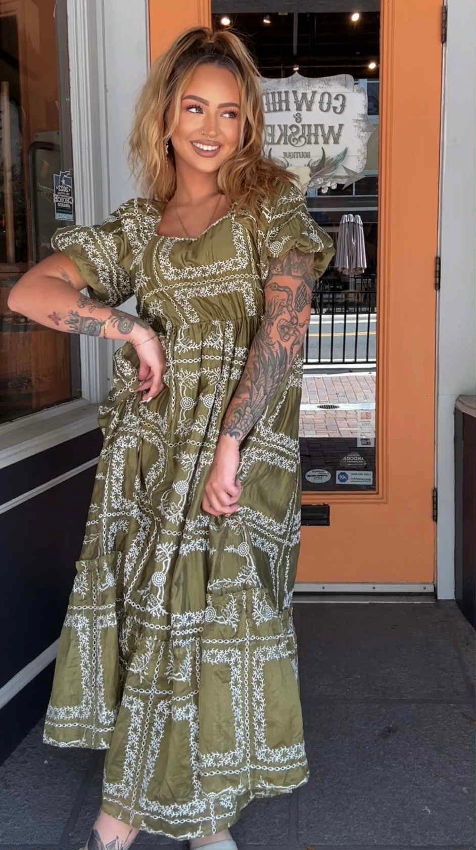 Olive Harvest - Olive Midi Dress