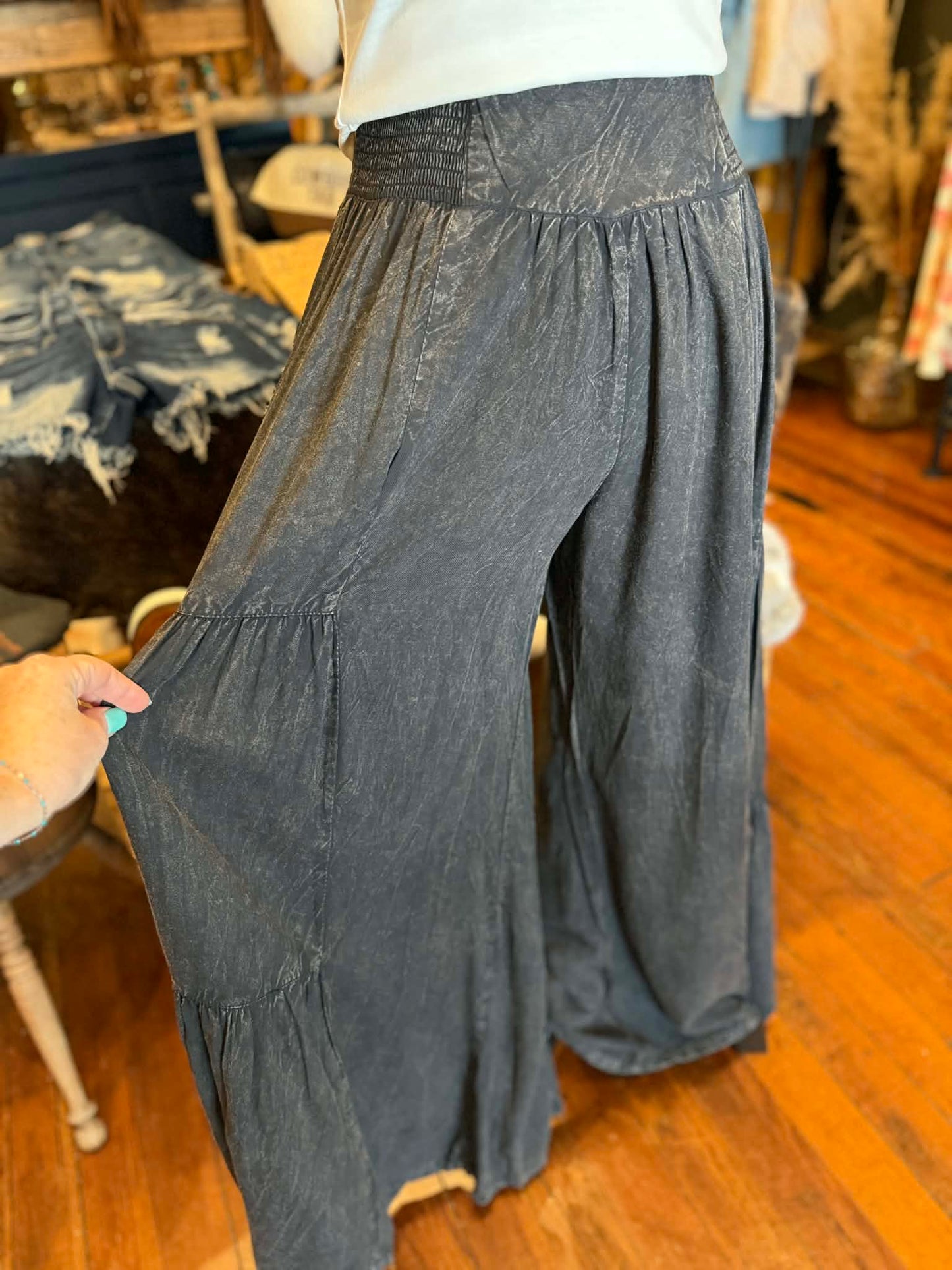 Blackwater Flow – Acid Wash Tiered Pants