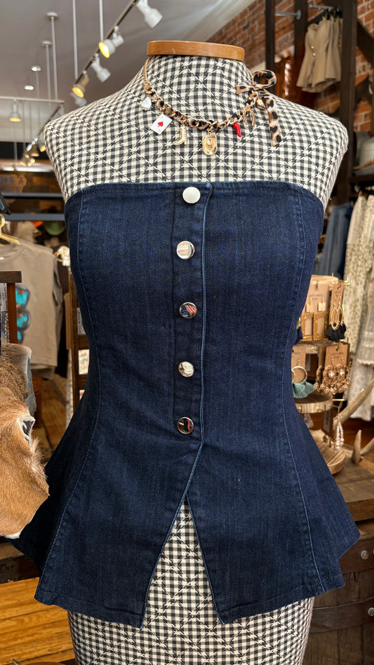 Silver Spur – Denim Strapless Top