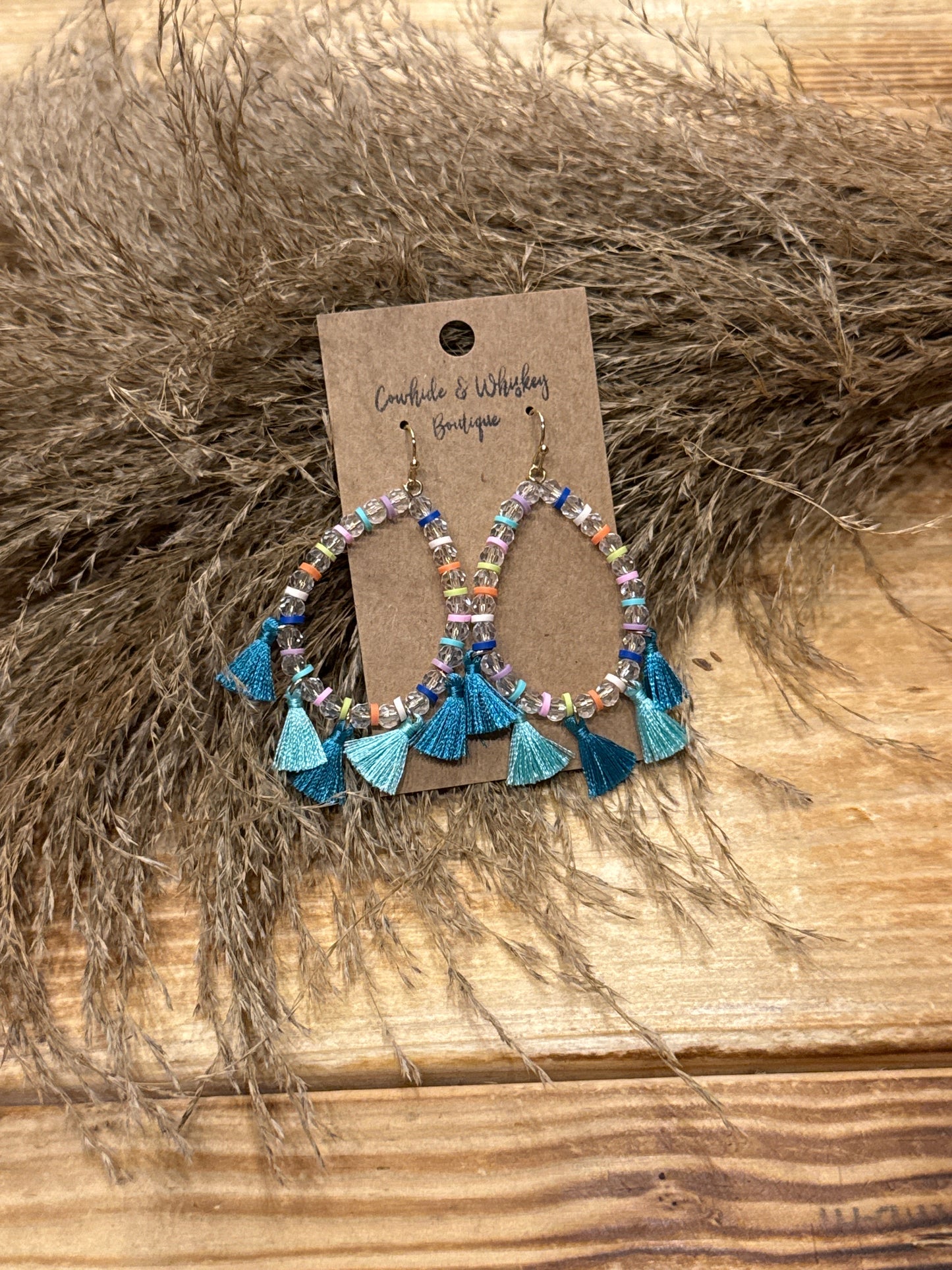 Teal Tassel - Earrings