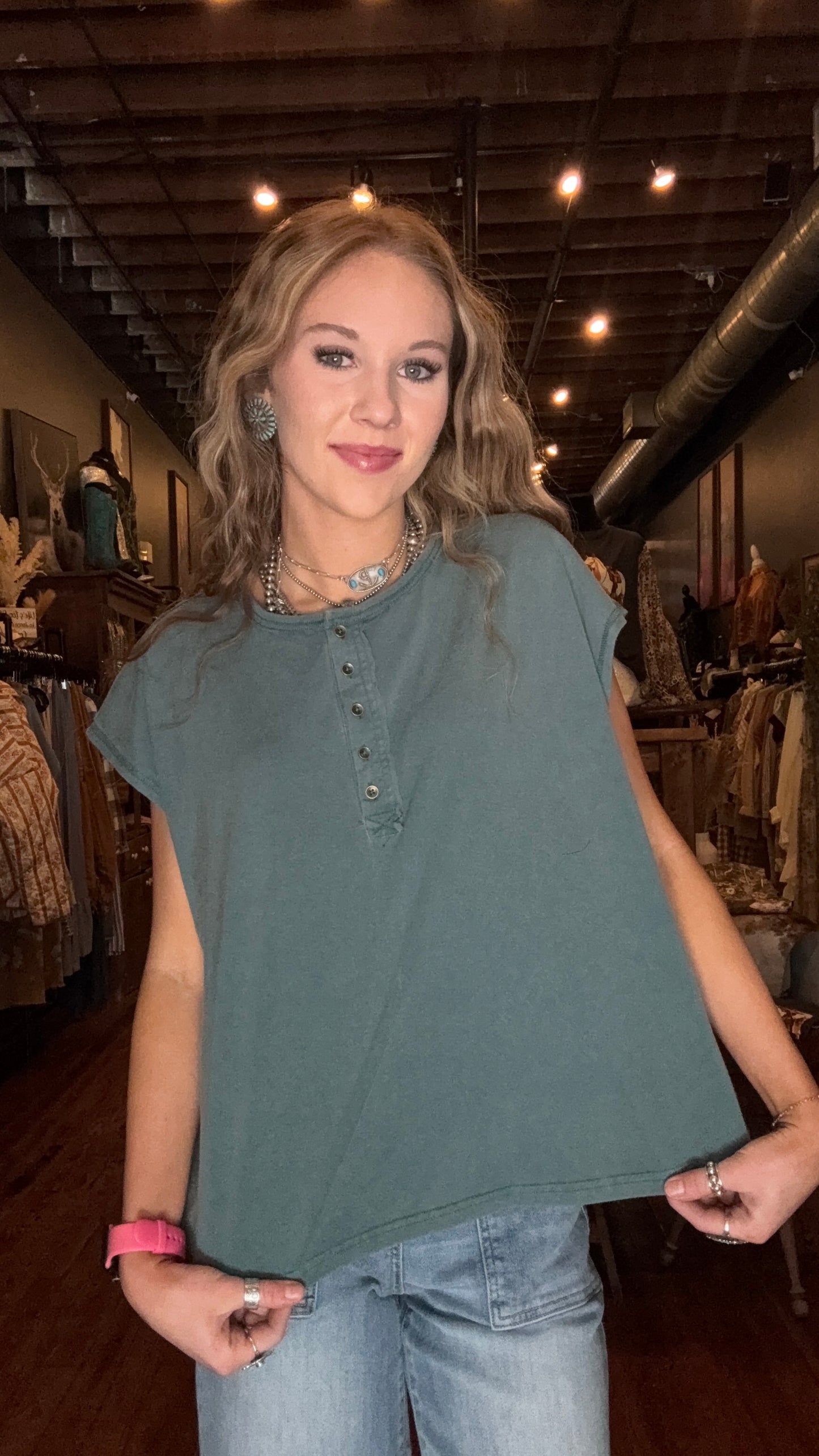 Salt & Shadow – Dark Teal Muscle Tee