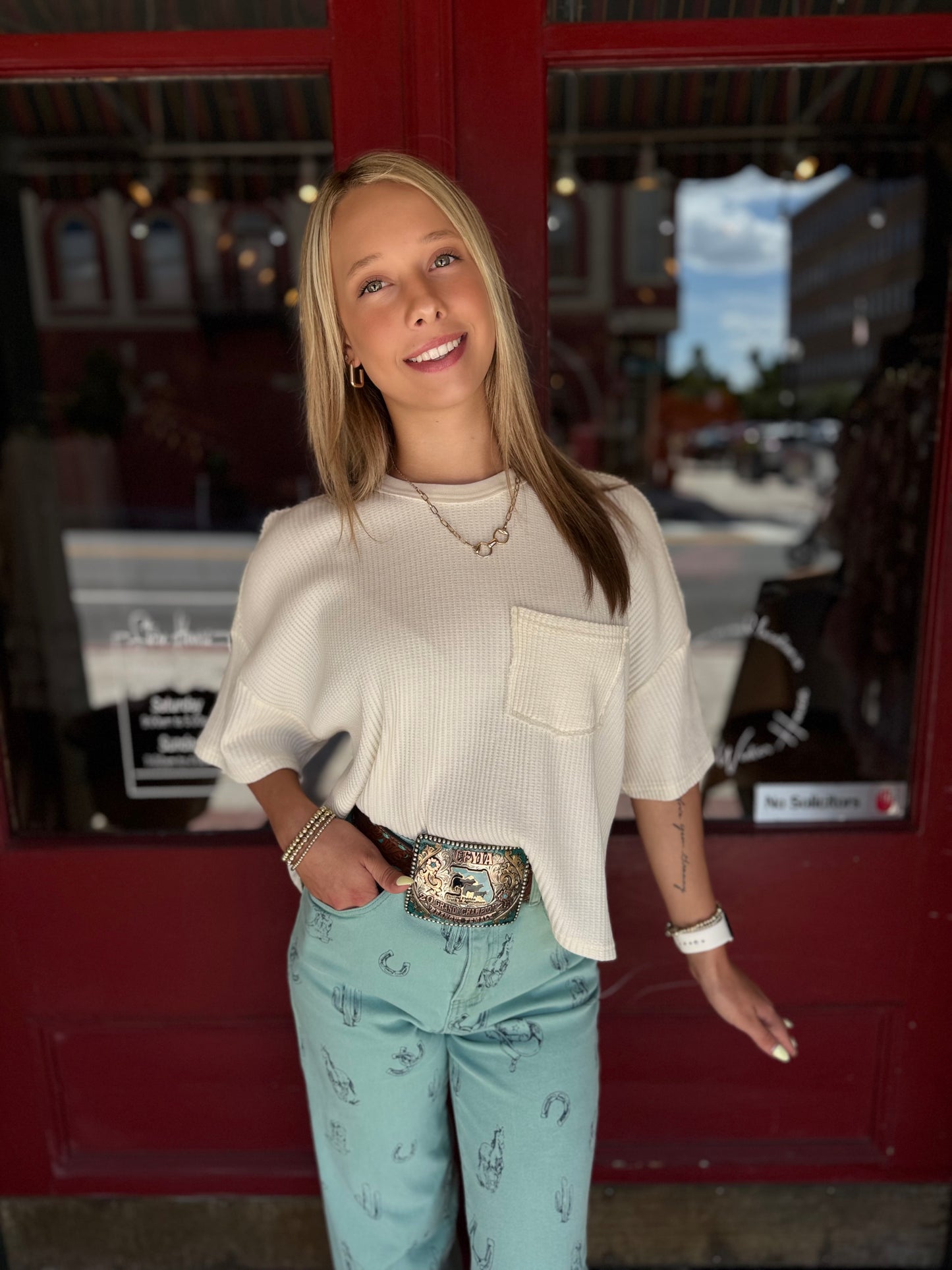 The Daily Knit – Cream Pocket Tee