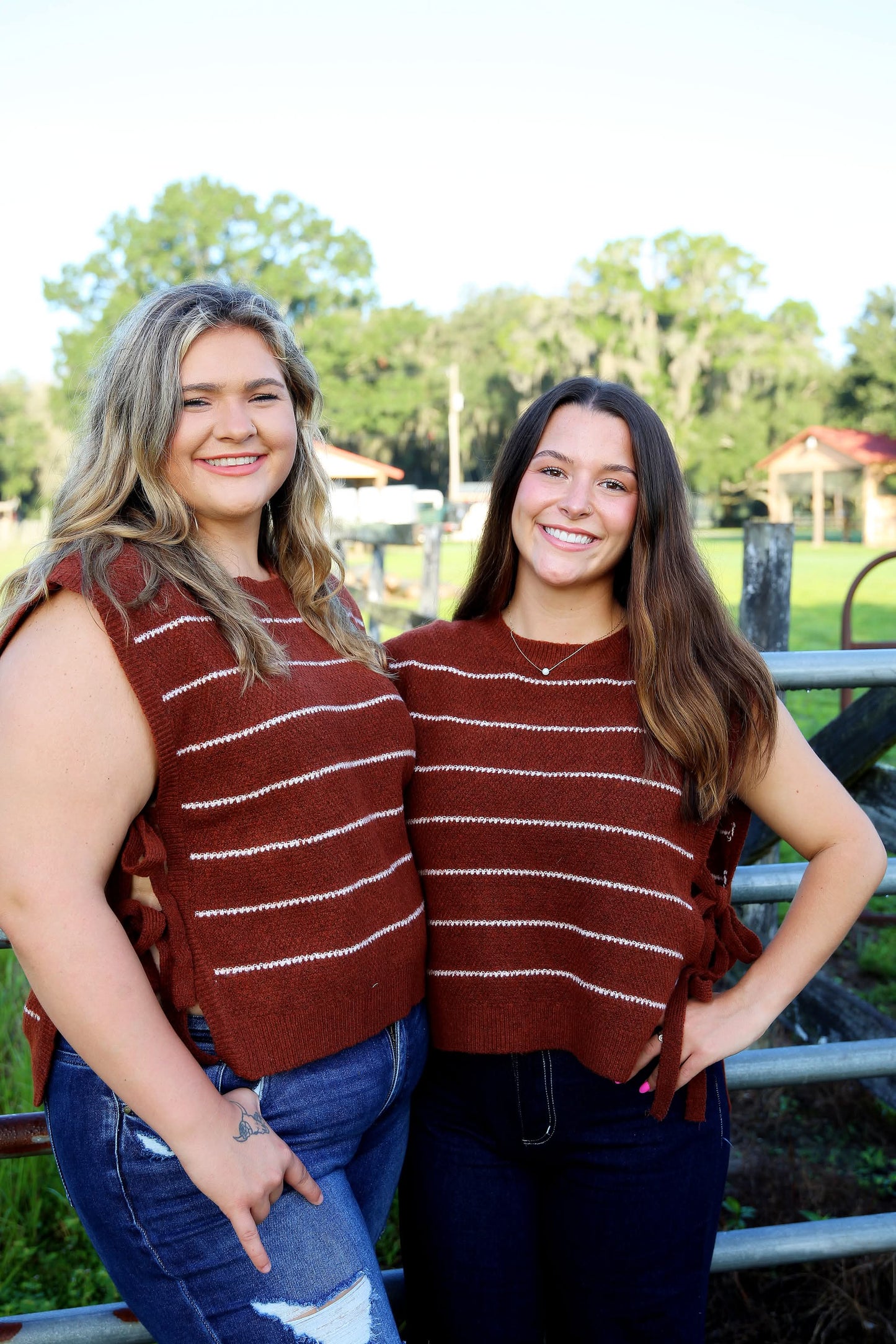 Fire Cider – Rust Striped Tie Sweater Vest