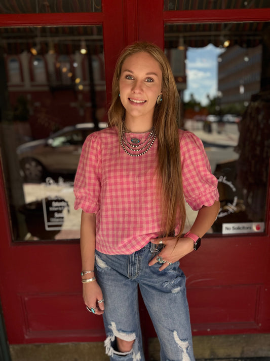 The Millie – Pink Gingham Top