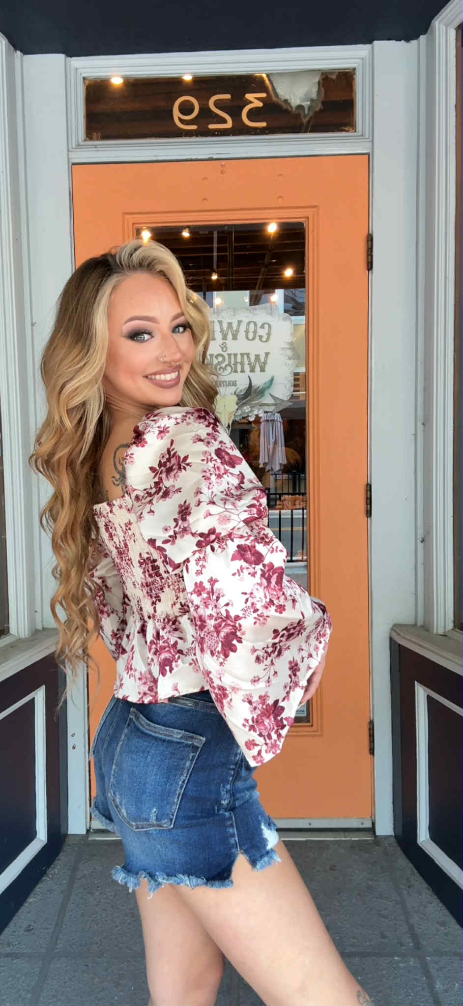 Rose Hip - Maroon/Ivory Floral Top