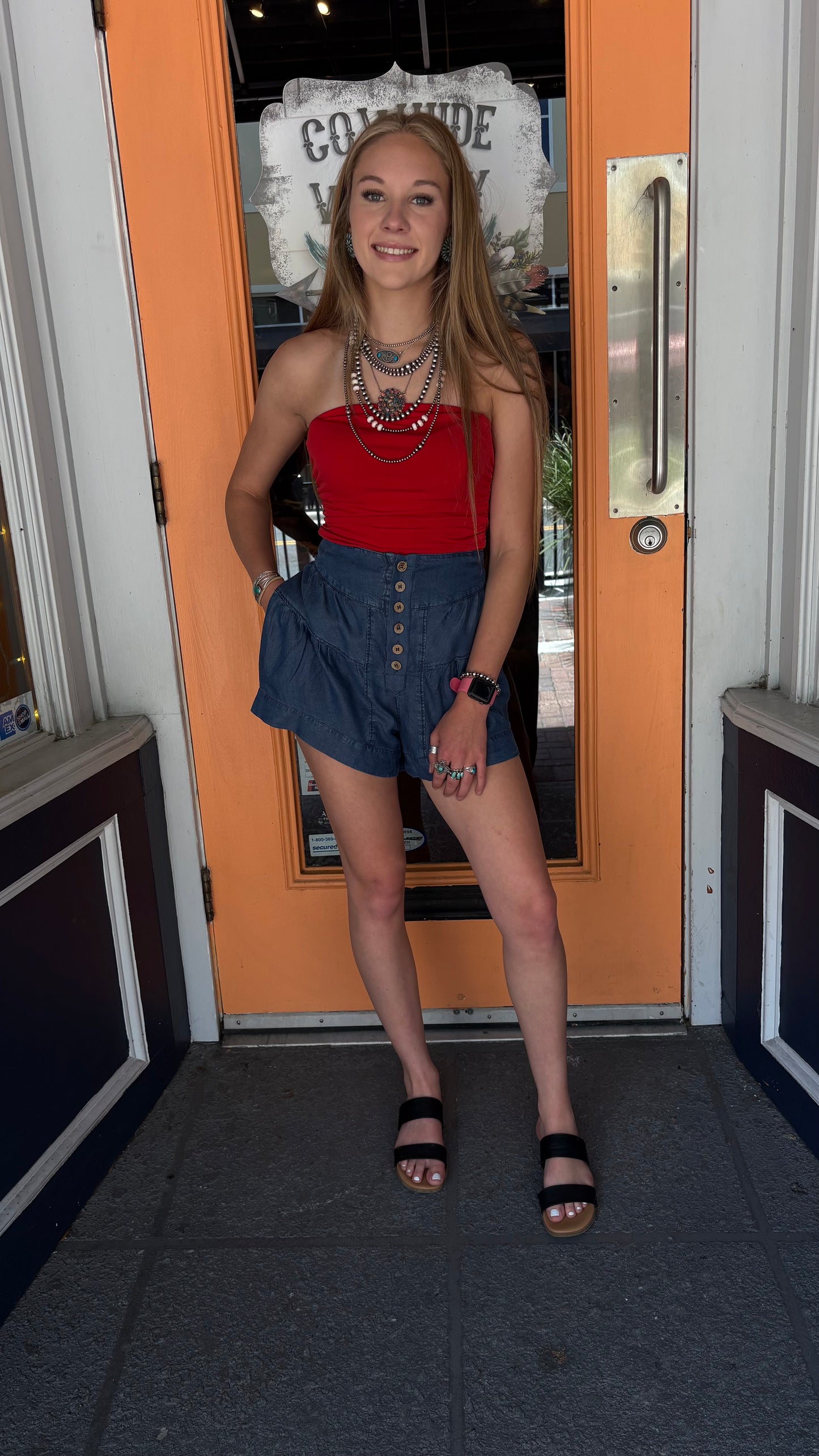 Bare Breeze – Denim Flowy Shorts
