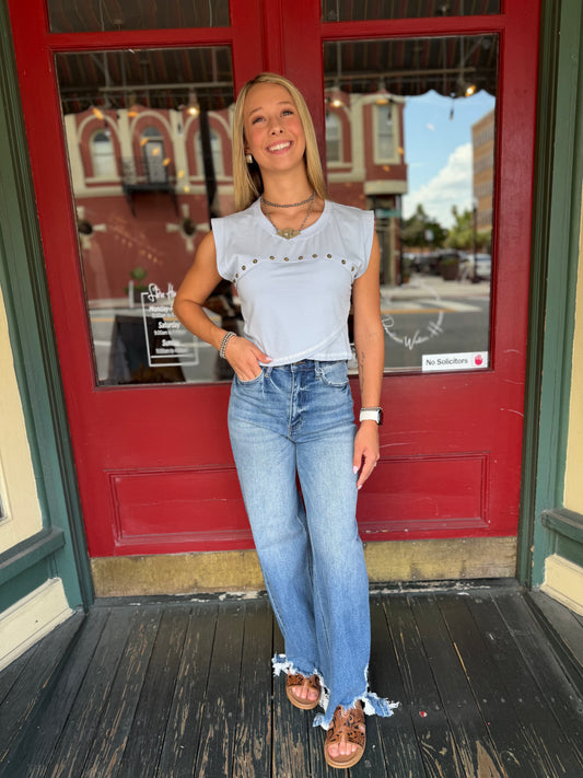 Bronco Brass – Powder Blue Muscle Tank