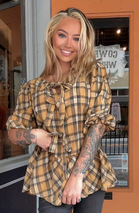 Golden Harvest - Mustard Tie Top