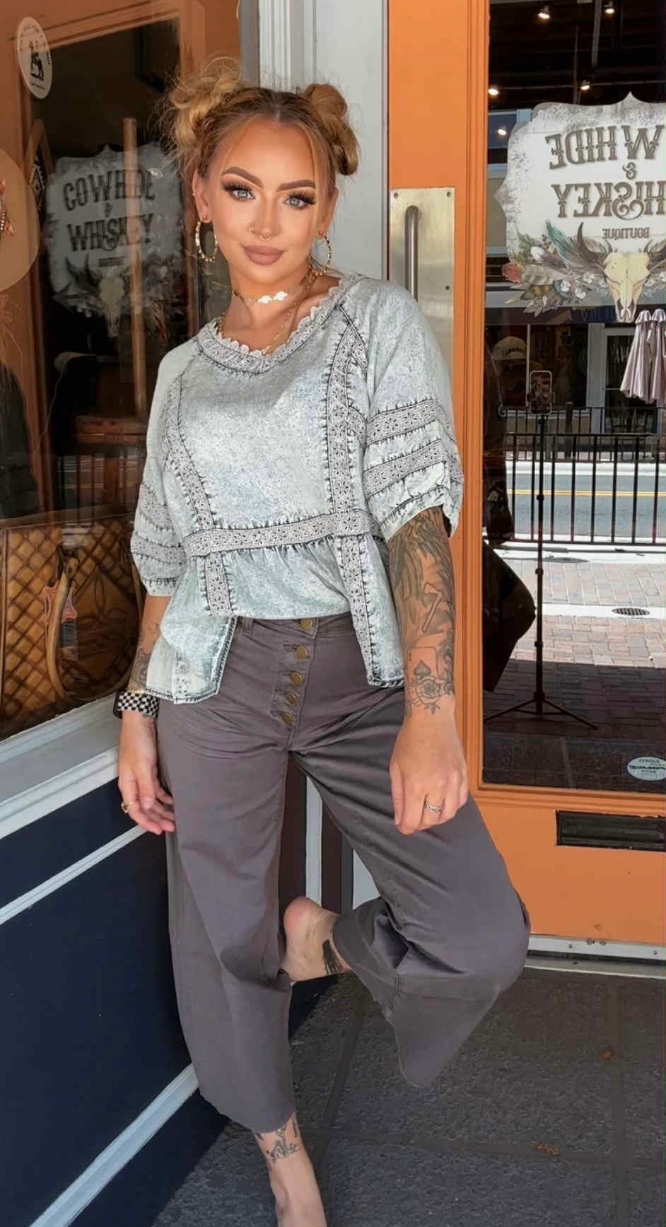 Chambray Charm - Denim Top