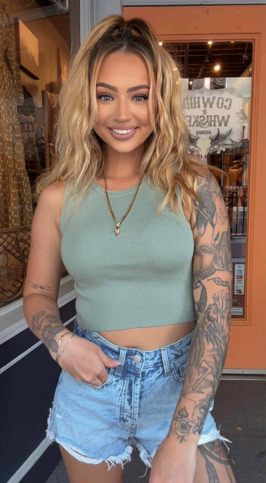 Brushed Wool - Dusty Sage Sweater Tank