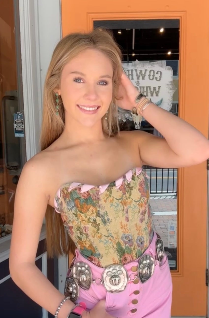 Antique Blush Petals - Floral Corset