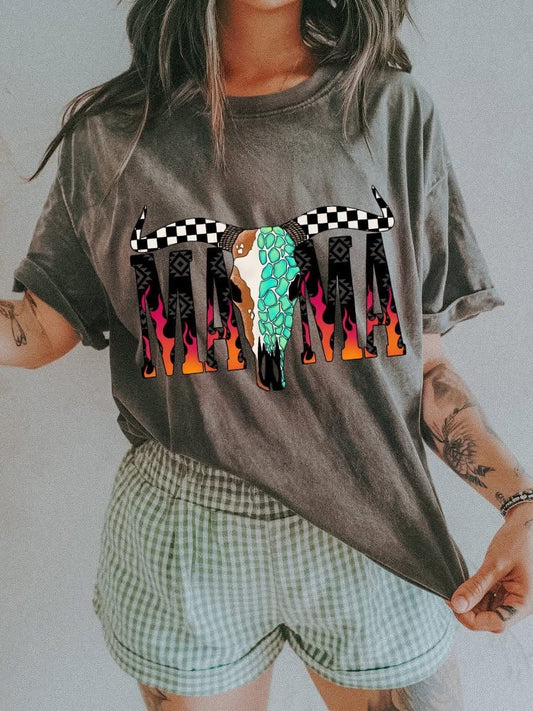 Grunge Skull MAMA - Pepper Graphic Tee