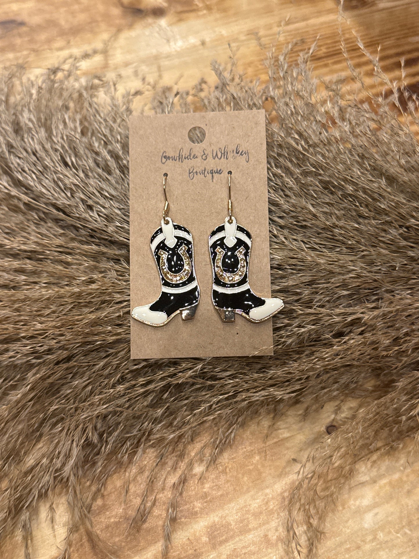 Black Horseshoe Boot - Earrings