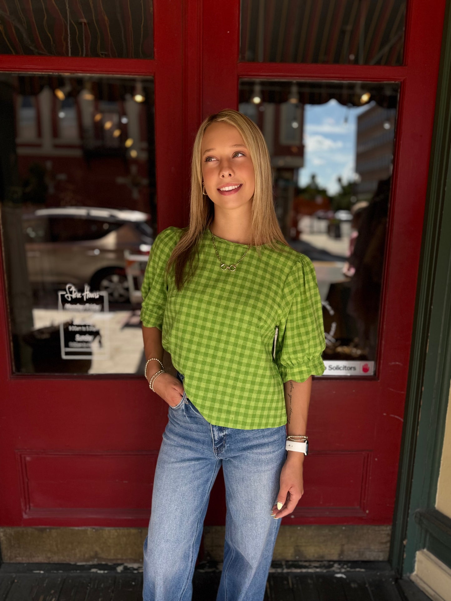 The Millie – Kiwi Gingham Top