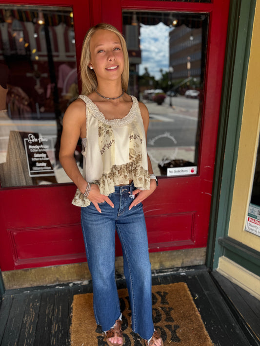 Honey Pearl - Natural Flared Tank Top