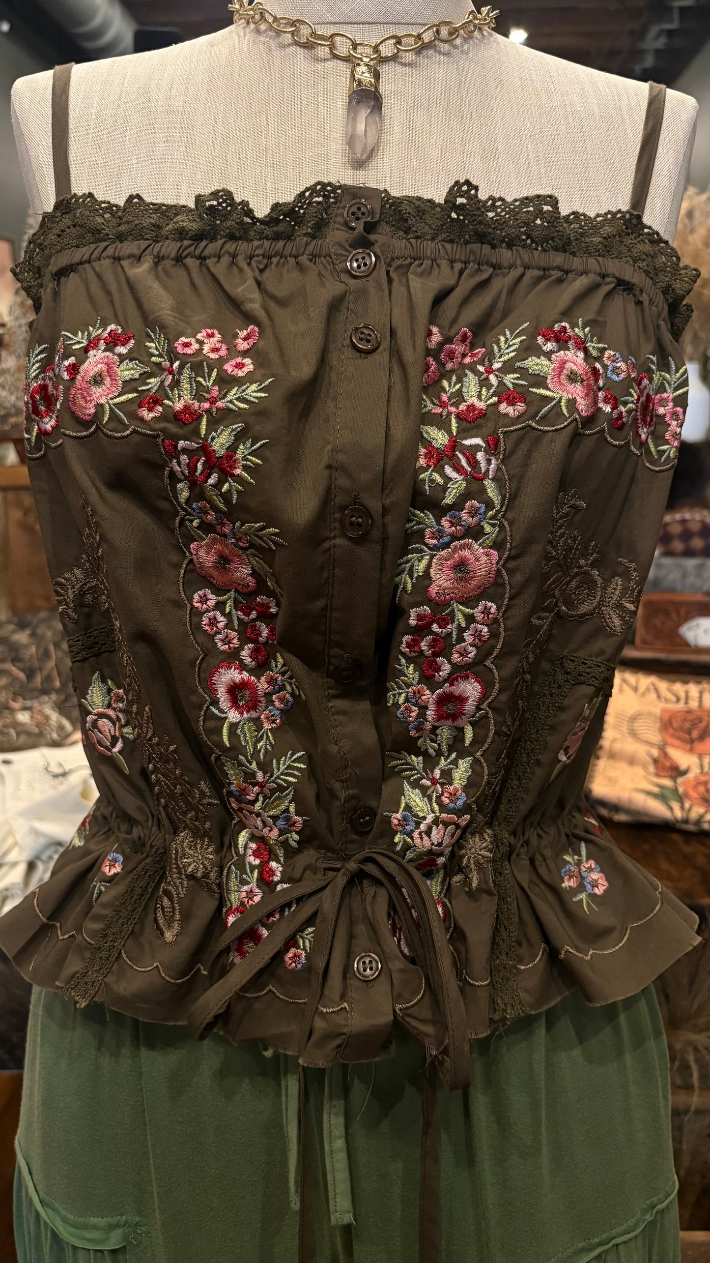 Woodland Bloom – Brown Tank Blouse