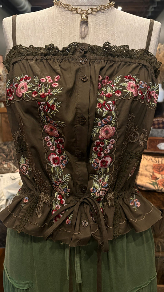Woodland Bloom – Brown Tank Blouse
