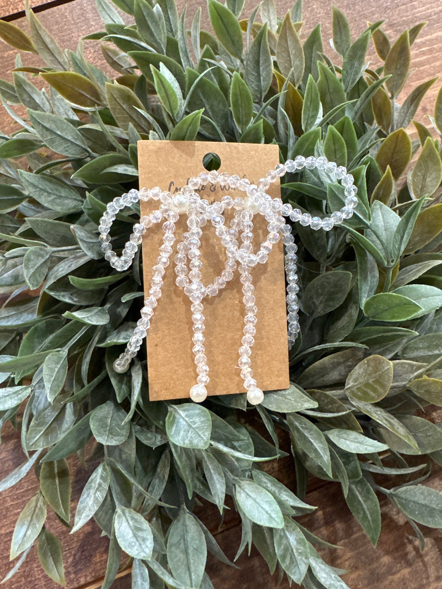 Crystal Pearl Bow - Earrings