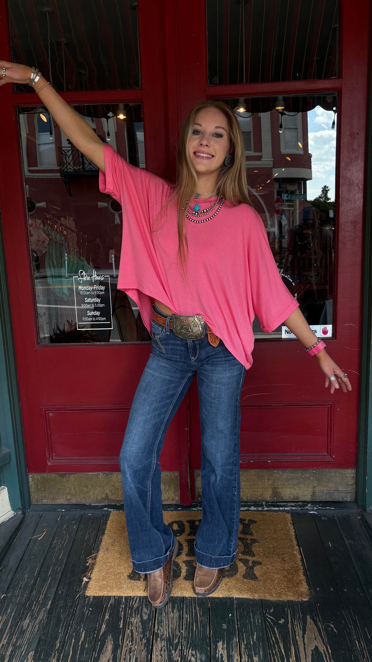 Drift & Drape – Oversized Crop Pink