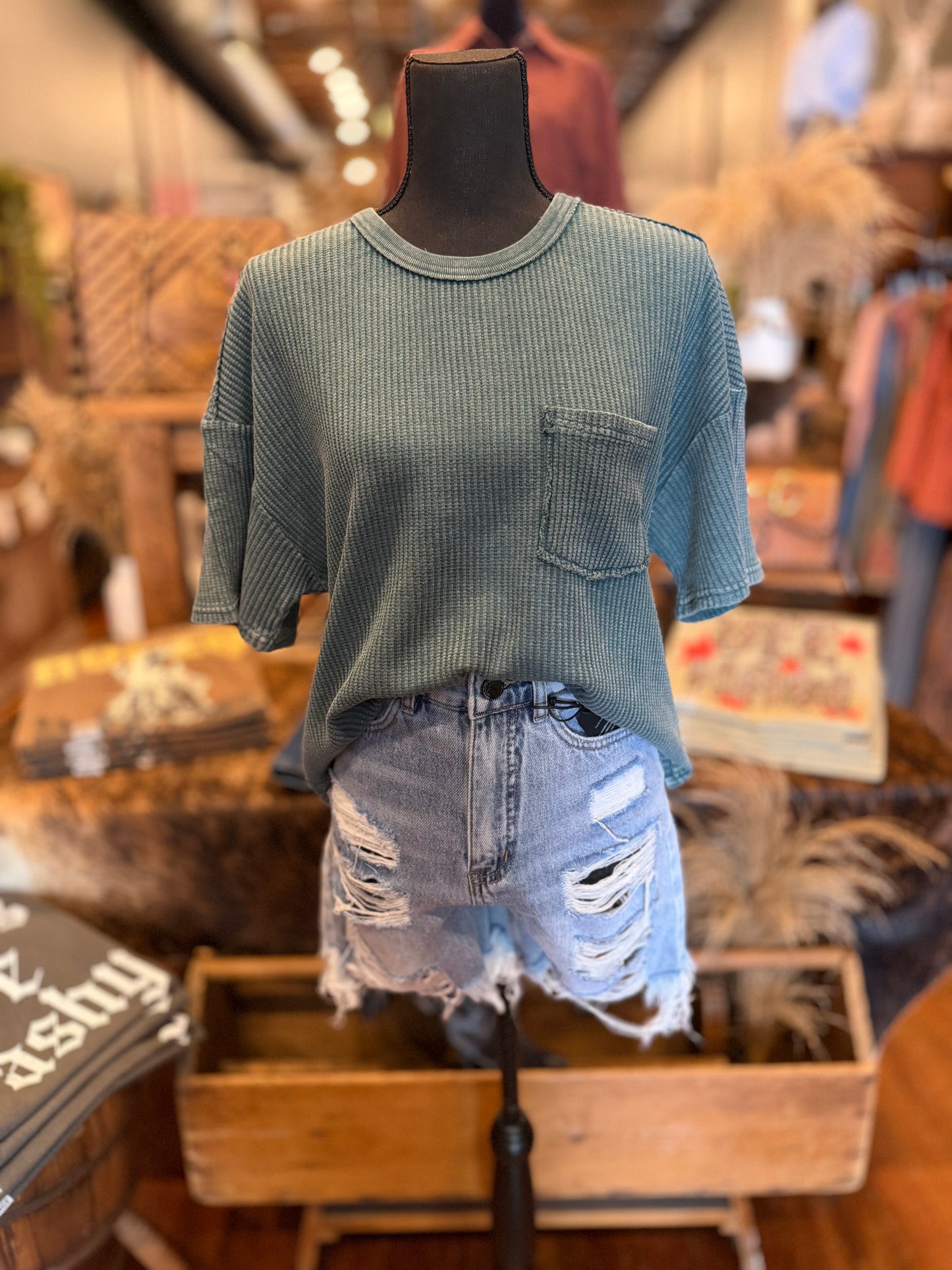 The Daily Knit – Dark Teal Pocket Tee