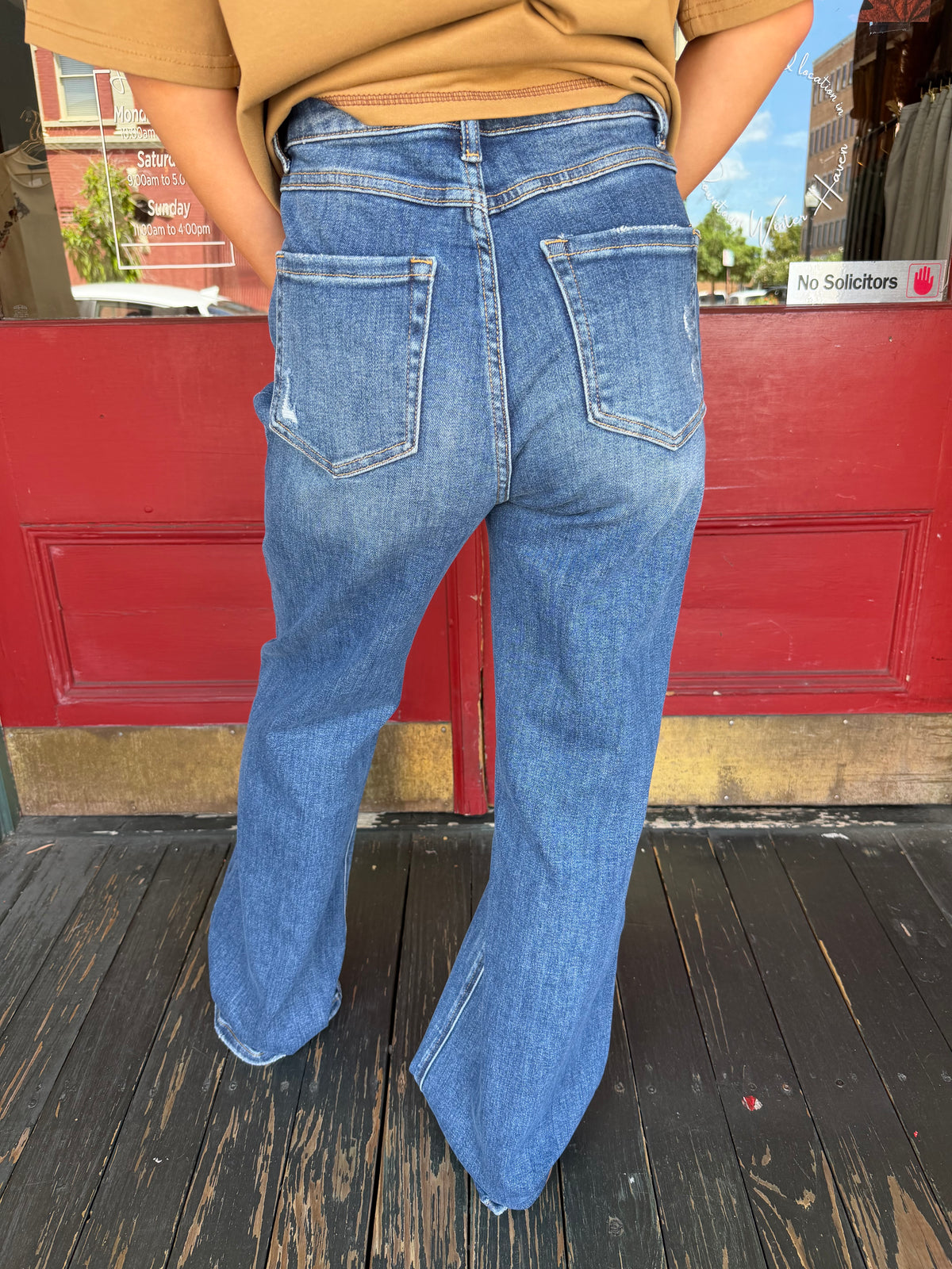The Hallie – Denim Distressed Straight Jeans