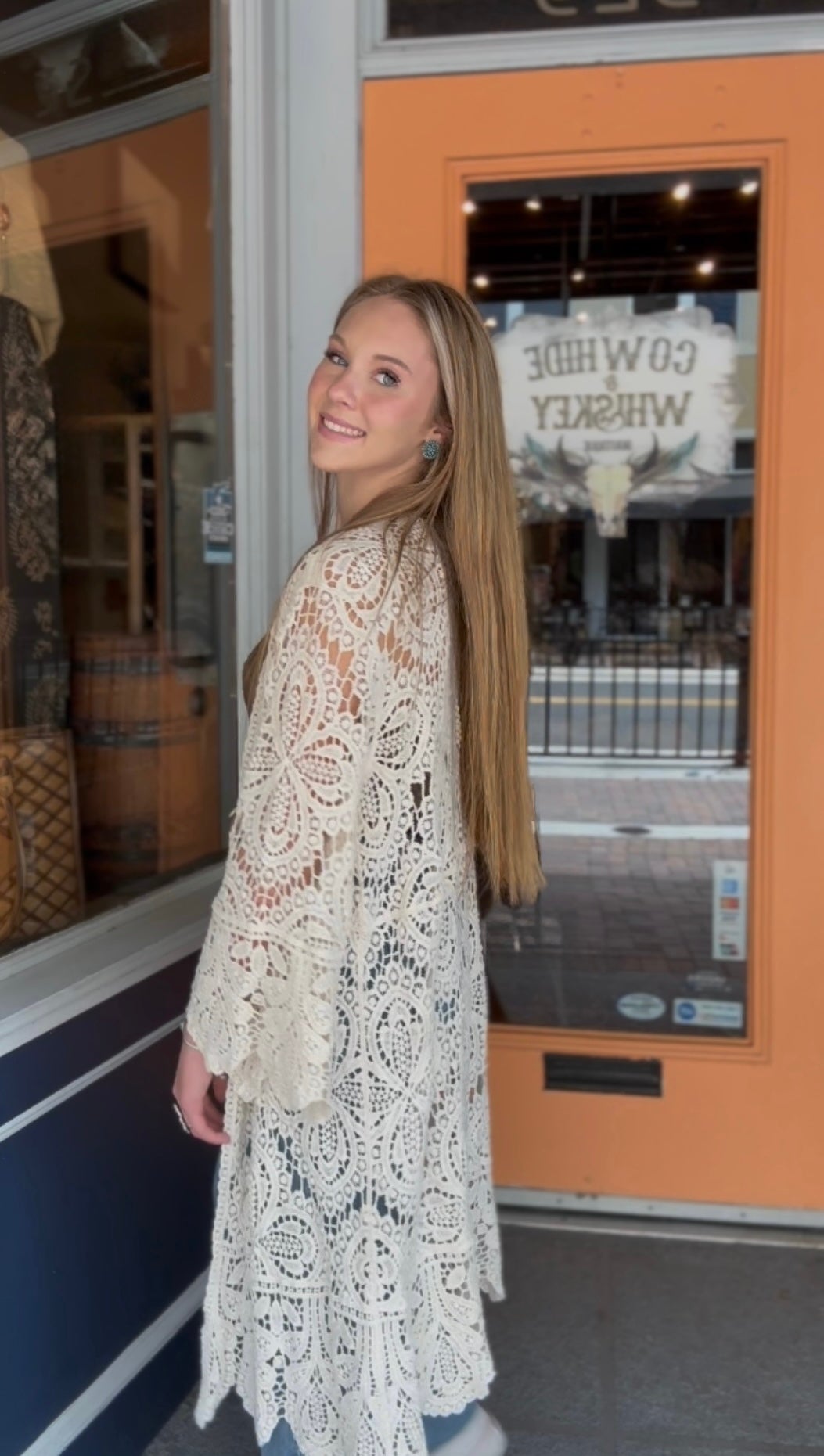 Earthbound Drift - Ivory Crochet Kimono