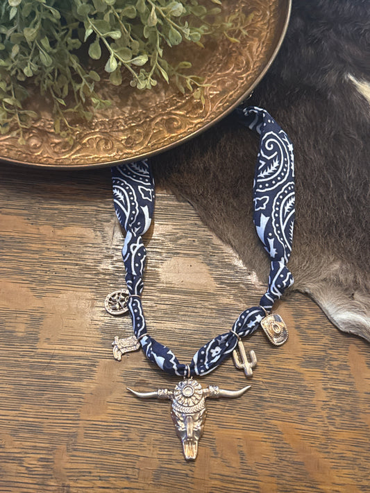 Blue Bull - Scarf Necklace