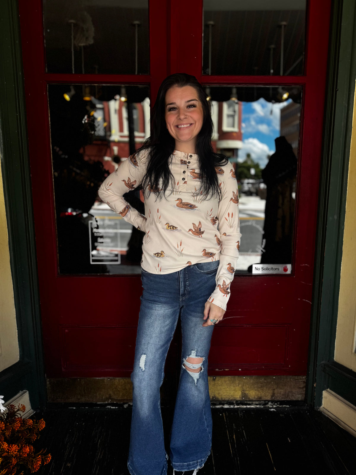 Duck Pond  – Ivory Ribbed Long Sleeve