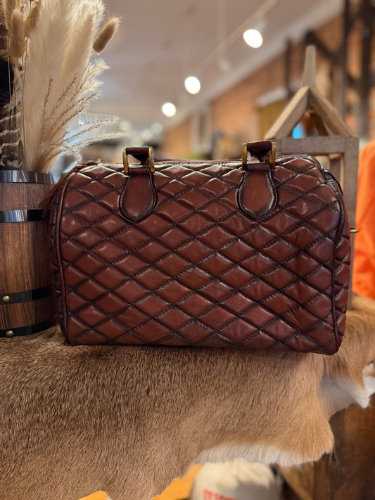 Diamond Stitch – Brown Leather Speedy Bag