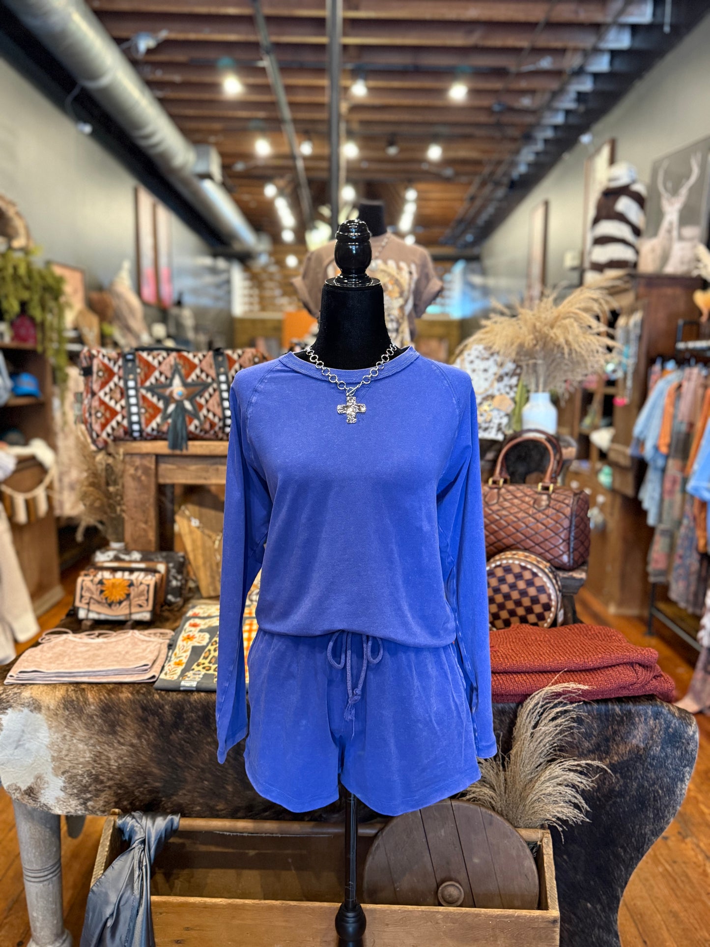 Cozy Days – Royal Blue L/S Mineral Wash Set