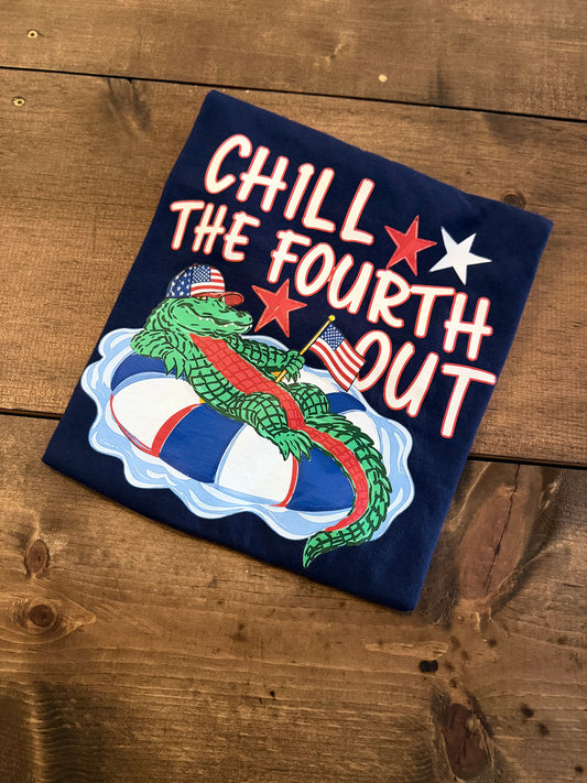 Chill The Fourth Out-Navy Graphic Tee