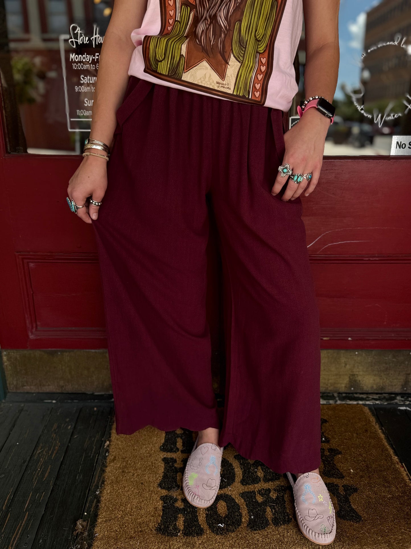 Merlot Linen – Burgundy Lounge Pants