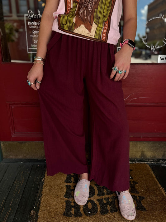 Merlot Linen – Burgundy Lounge Pants