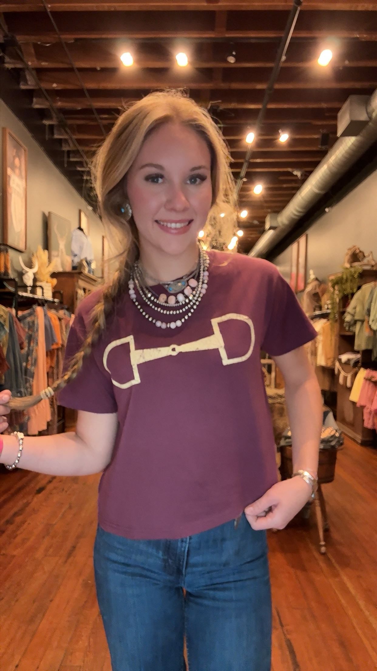 Snaffle Sass – Maroon Crop Graphic Tee