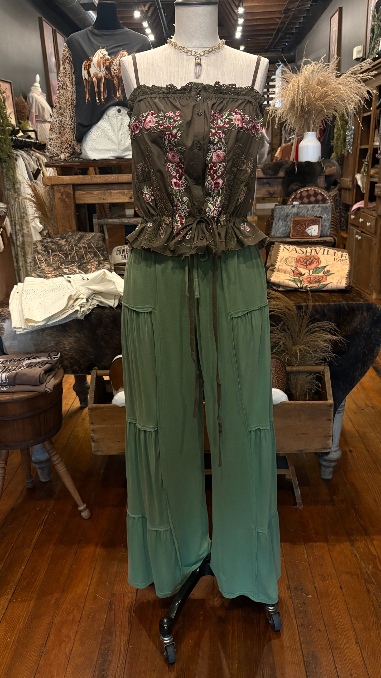 Evergreen Revival – Tiered Boho Pants