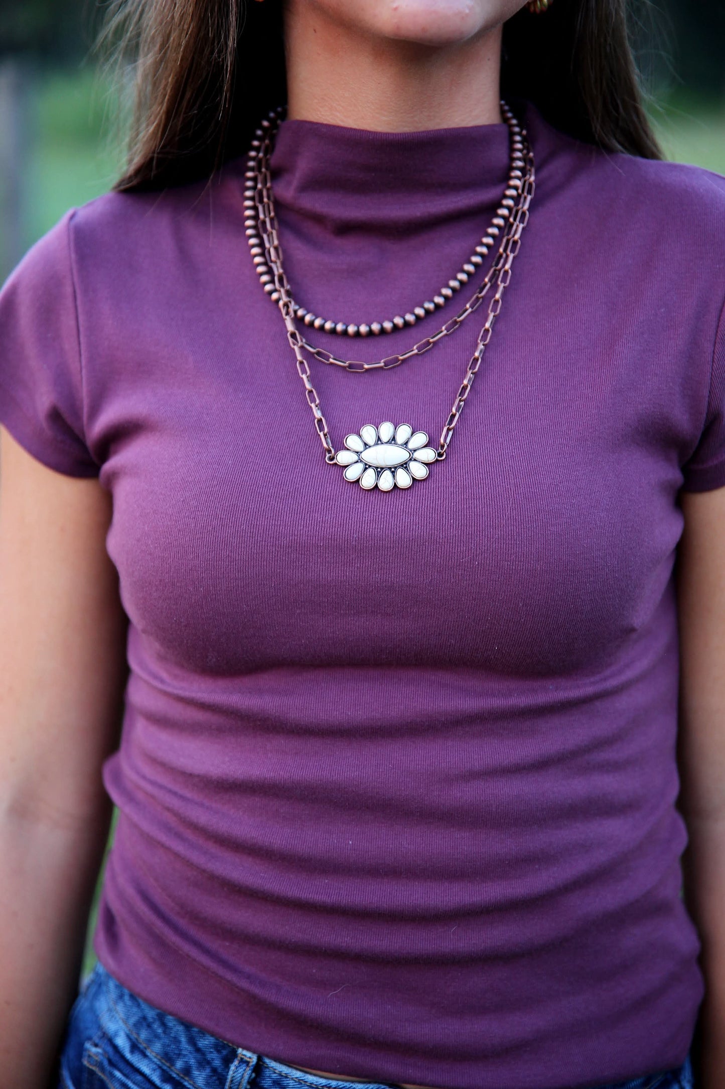 Harvest Ridge – Plum Mock Neck Knit Top