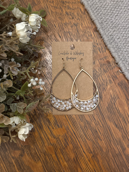 Snow Dipped - Gold Earrings