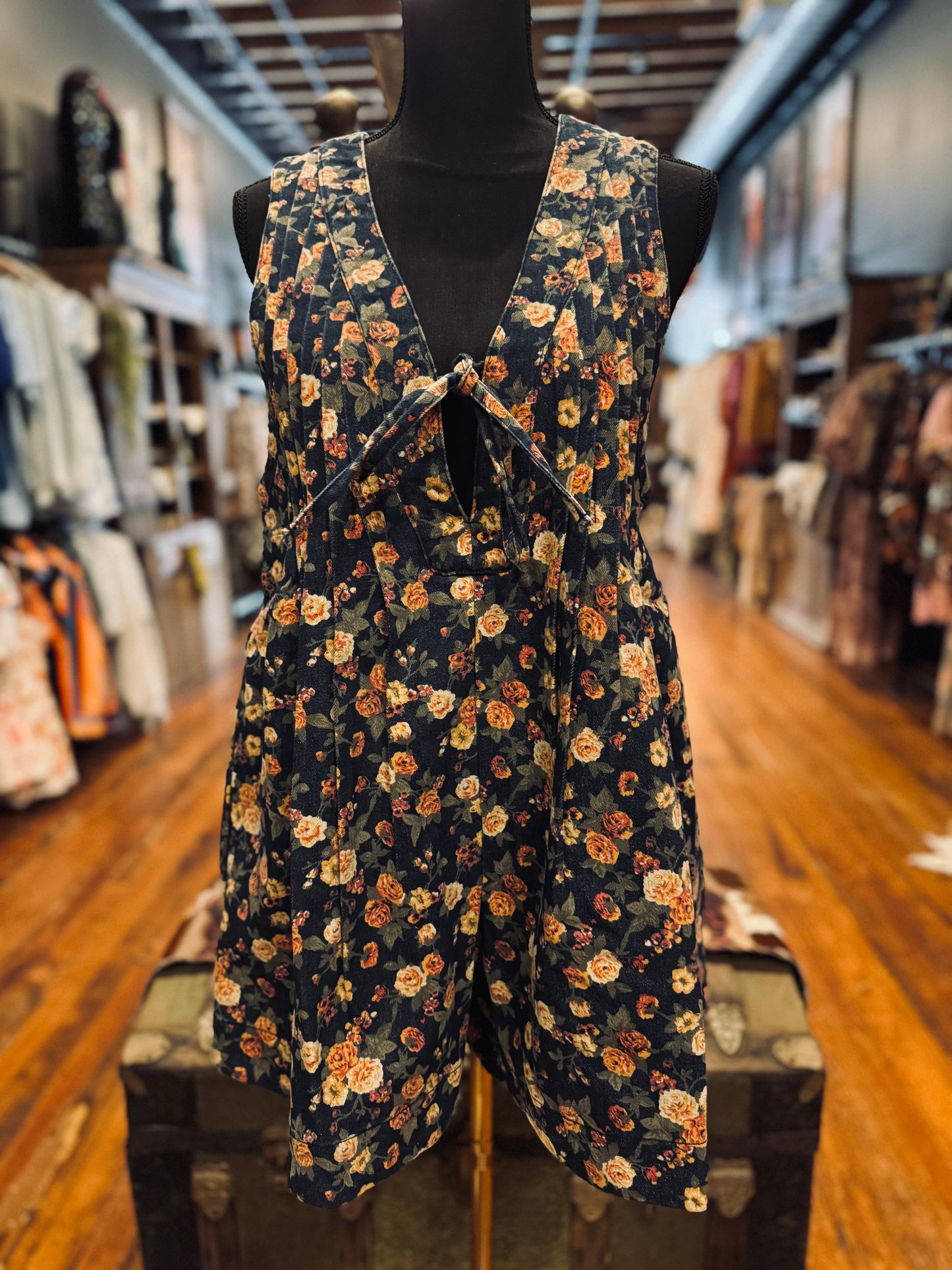 Cactus Lane Floral - Deep Denim Romper