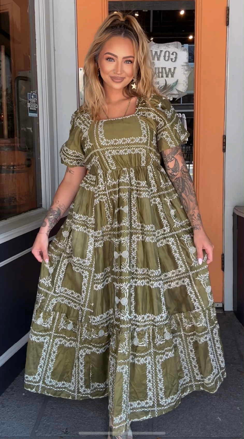 Olive Harvest - Olive Midi Dress