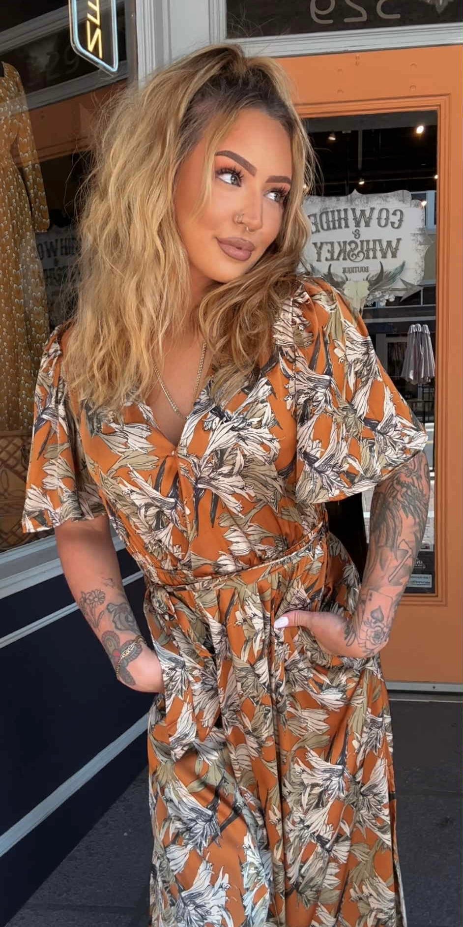 Cider Thistle - Rust Maxi Dress