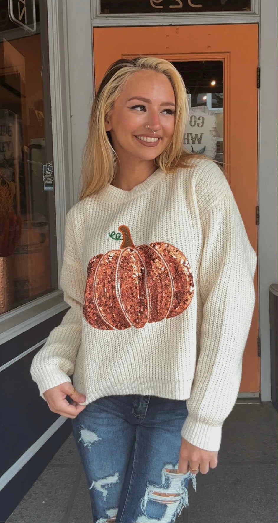 Pumpkin Shine - Ivory Sweater