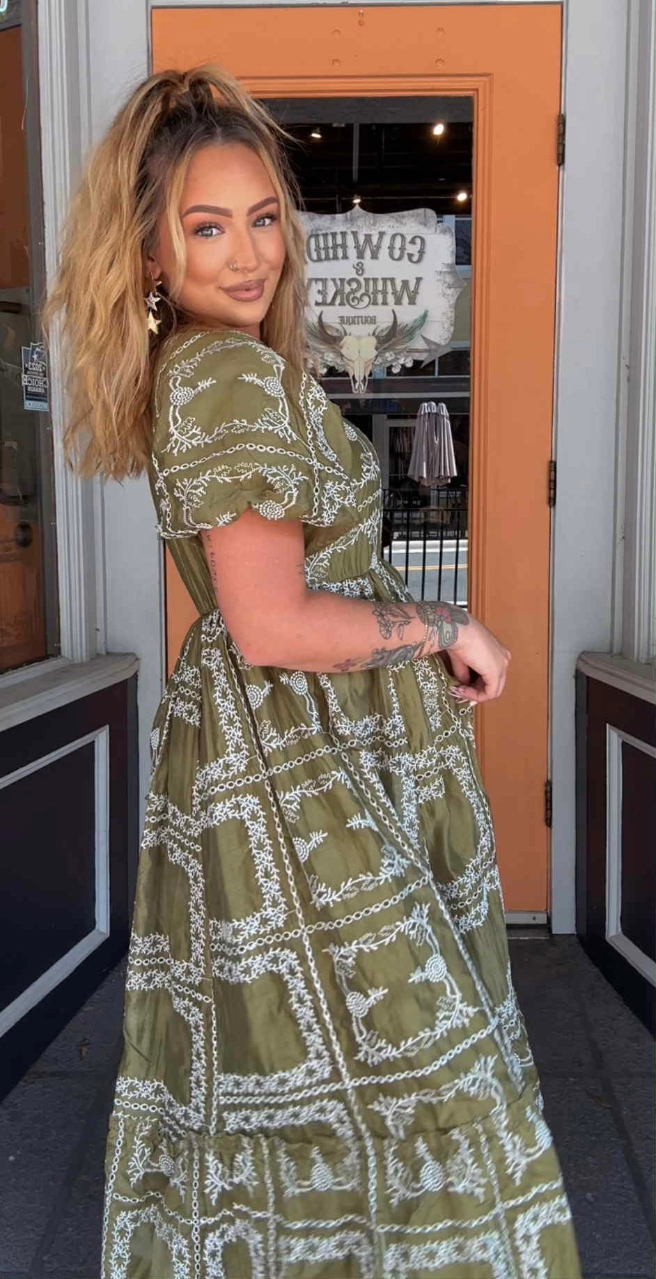 Olive Harvest - Olive Midi Dress