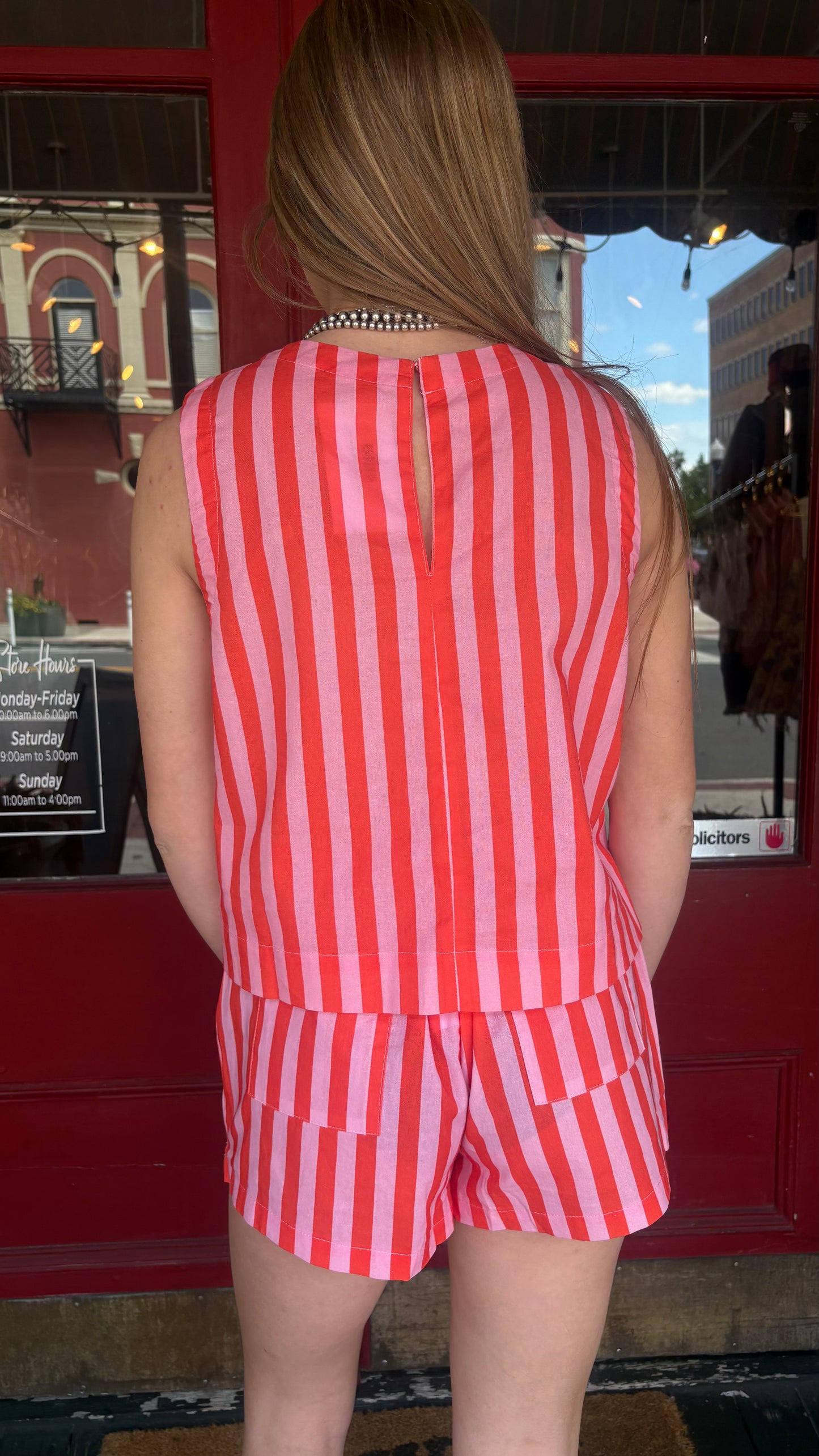 Sunset Sorbet – Stripe Red and Pink Tank