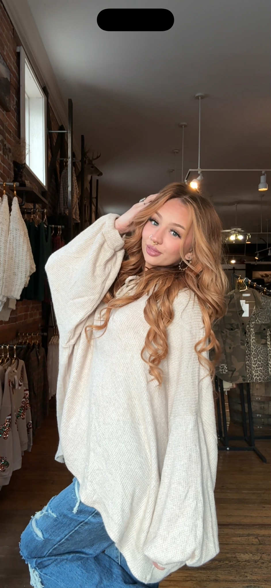 Campfire Mornings - Beige Waffle Hoodie