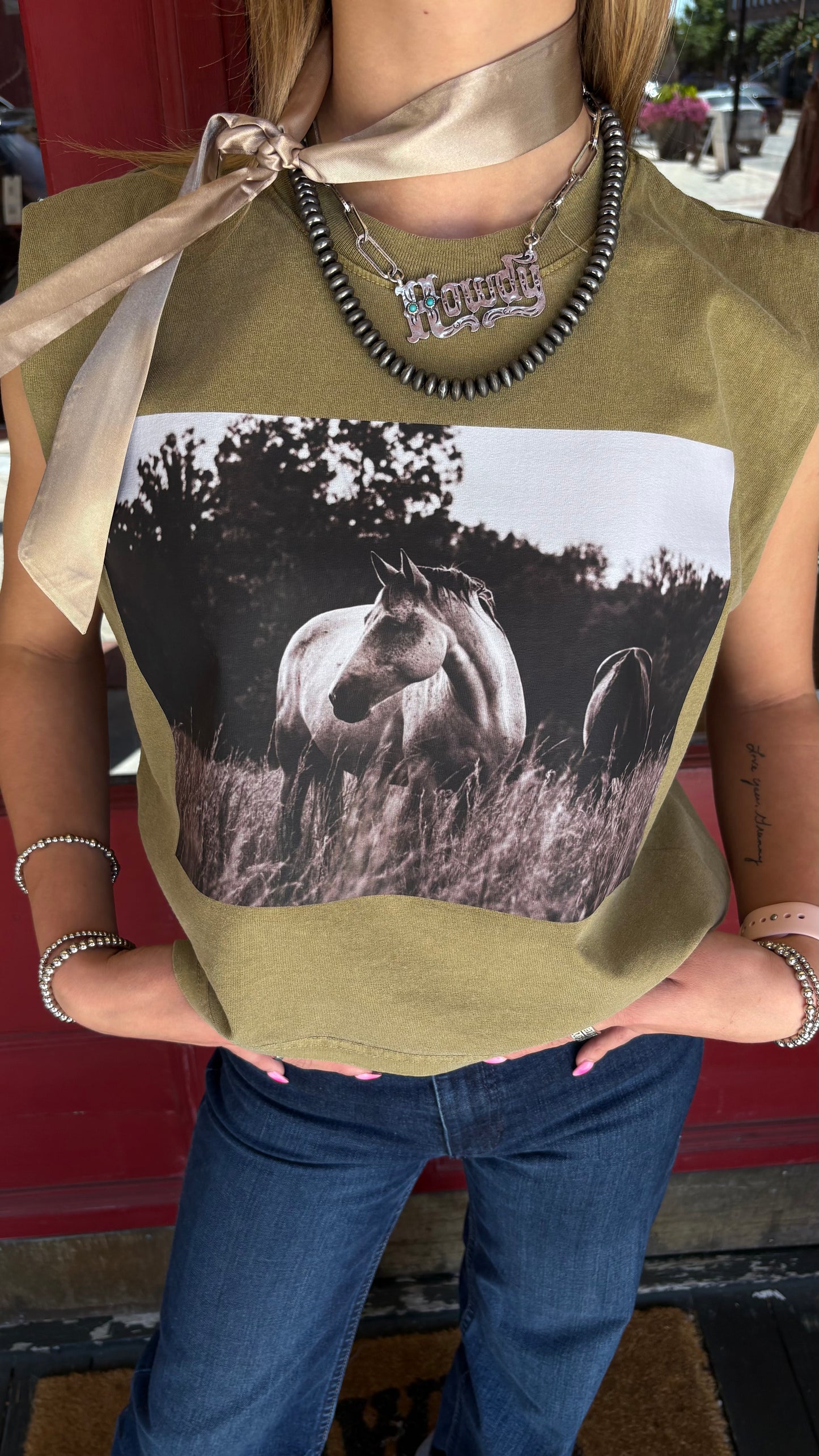 Free Runner-Olive Muscle Tee