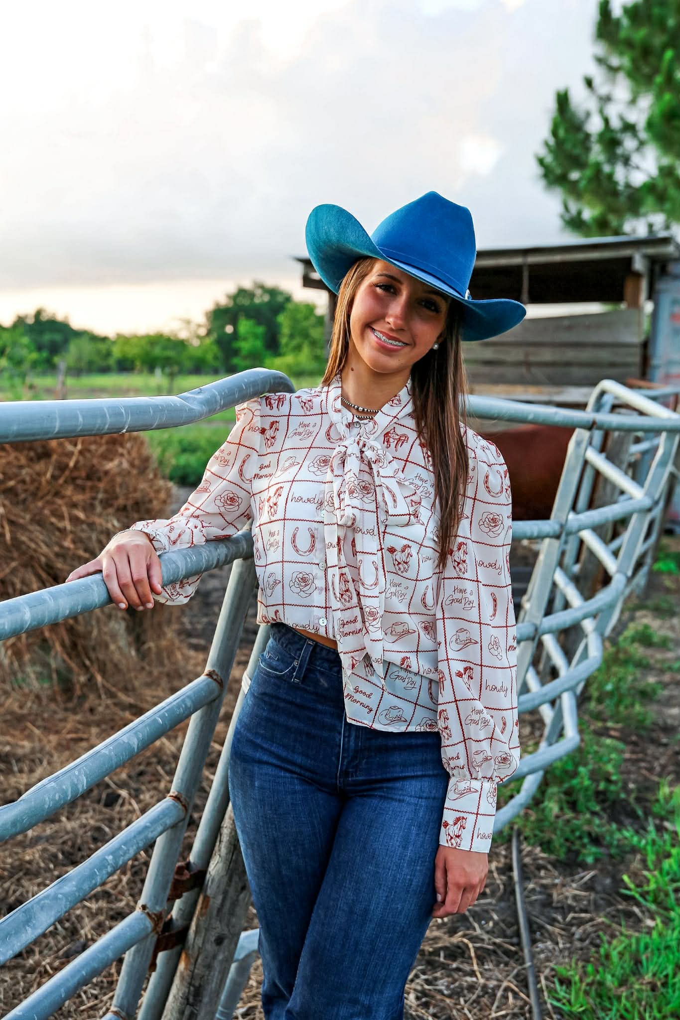 Stamped Horizon – Western Tie Top