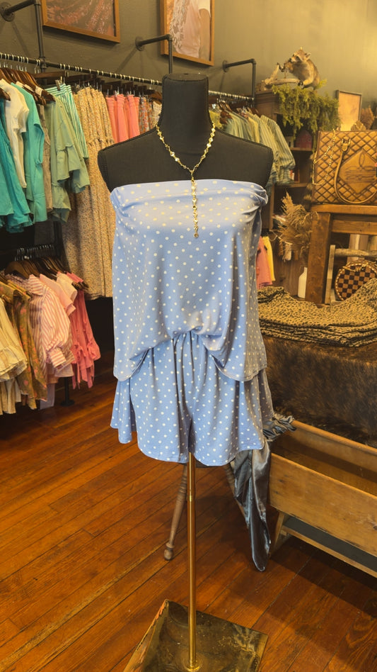 Dotty Skies – Blue Tube Top Set